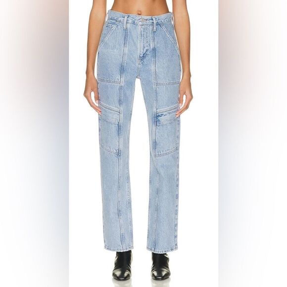 Agolde NWT Cooper Cargo Relax Straight Leg High Rise Designer Jeans in Rank 33 - Picture 5 of 14